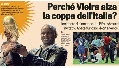 Tờ Gazzetta dello Sport "thắc mắc" về việc FIFA chọn Vieira