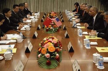 Cuộc gặp gỡ giữa các quan chức Trung Quốc và Mỹ tổ chức  hôm 21-10 (ảnh: India Times)