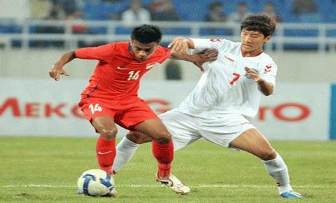 Singapore đã nhập cuộc với lối chơi hợp lý trước U23 Hàn Quốc. Ảnh: Dân trí