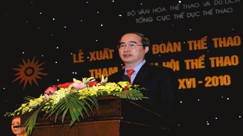 Phó Thủ tướng Nguyễn Thiện Nhân phát biểu và giao nhiệm vụ cho Đoàn TTVN. Ảnh; Quang Thắng